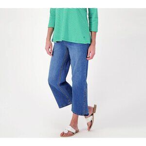 Isaac Mizrahi Live! Tall True Denim Pull On Crop Jeans Womens 4 Blue Indigo NEW